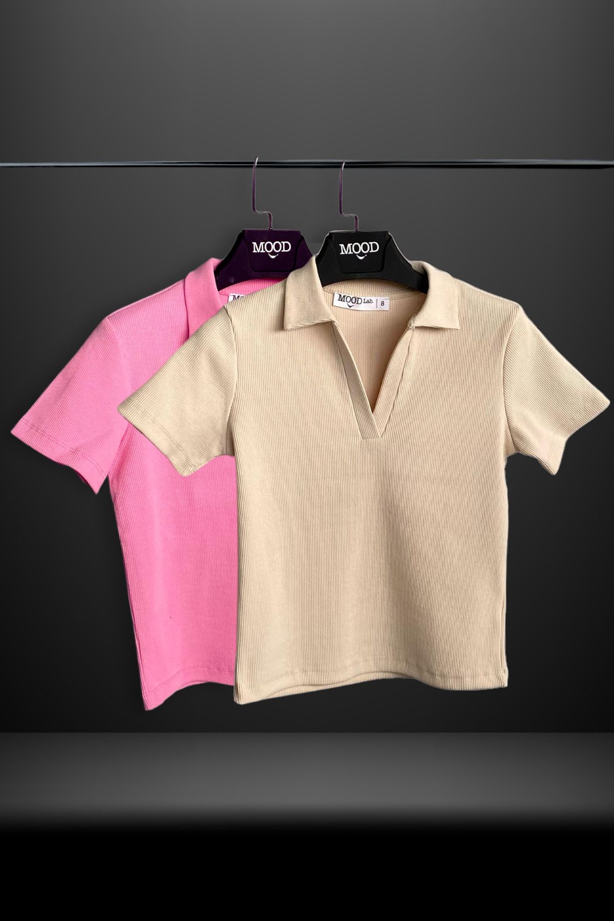 Kadın 2'li Polo Yaka Kısa Kollu Kaşkorse Tişört