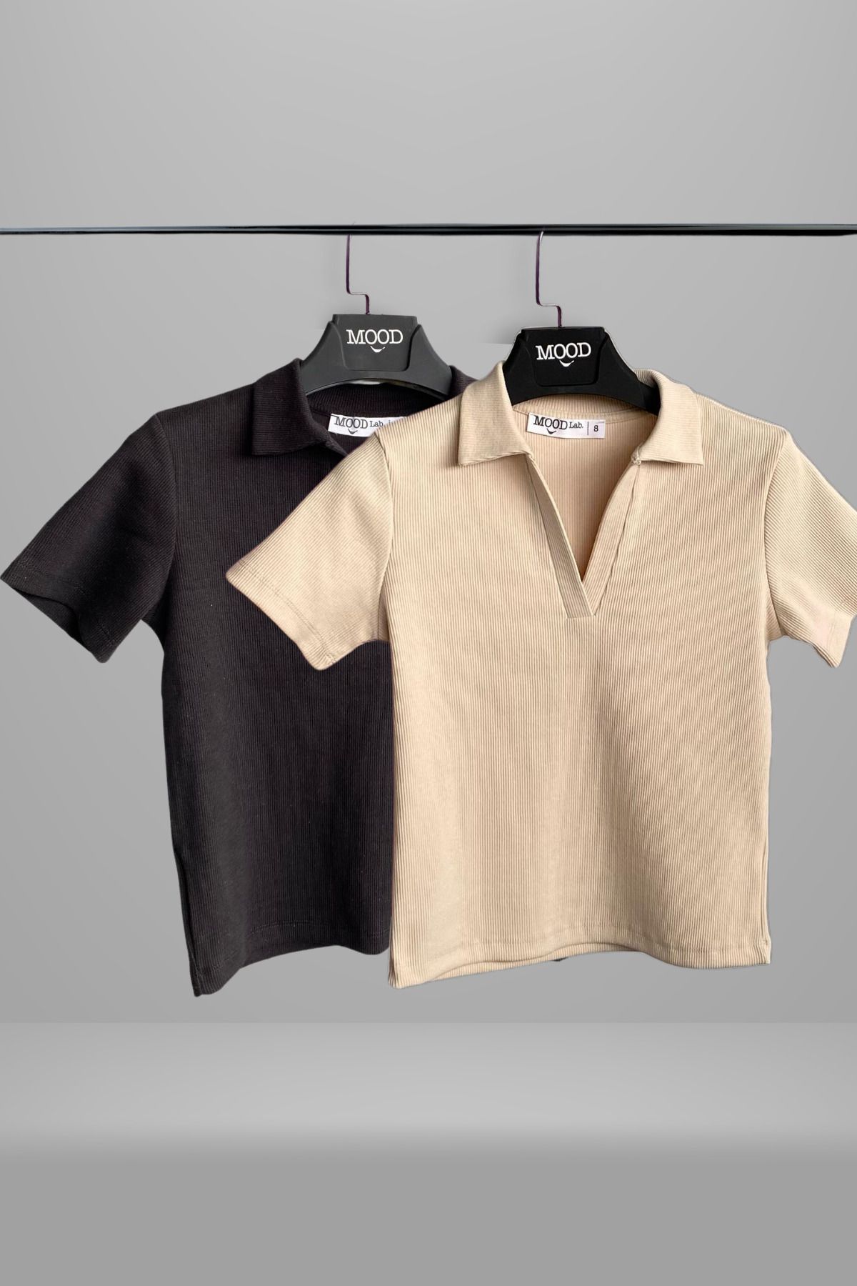 Kadın 2'li Polo Yaka Kısa Kollu Kaşkorse Tişört