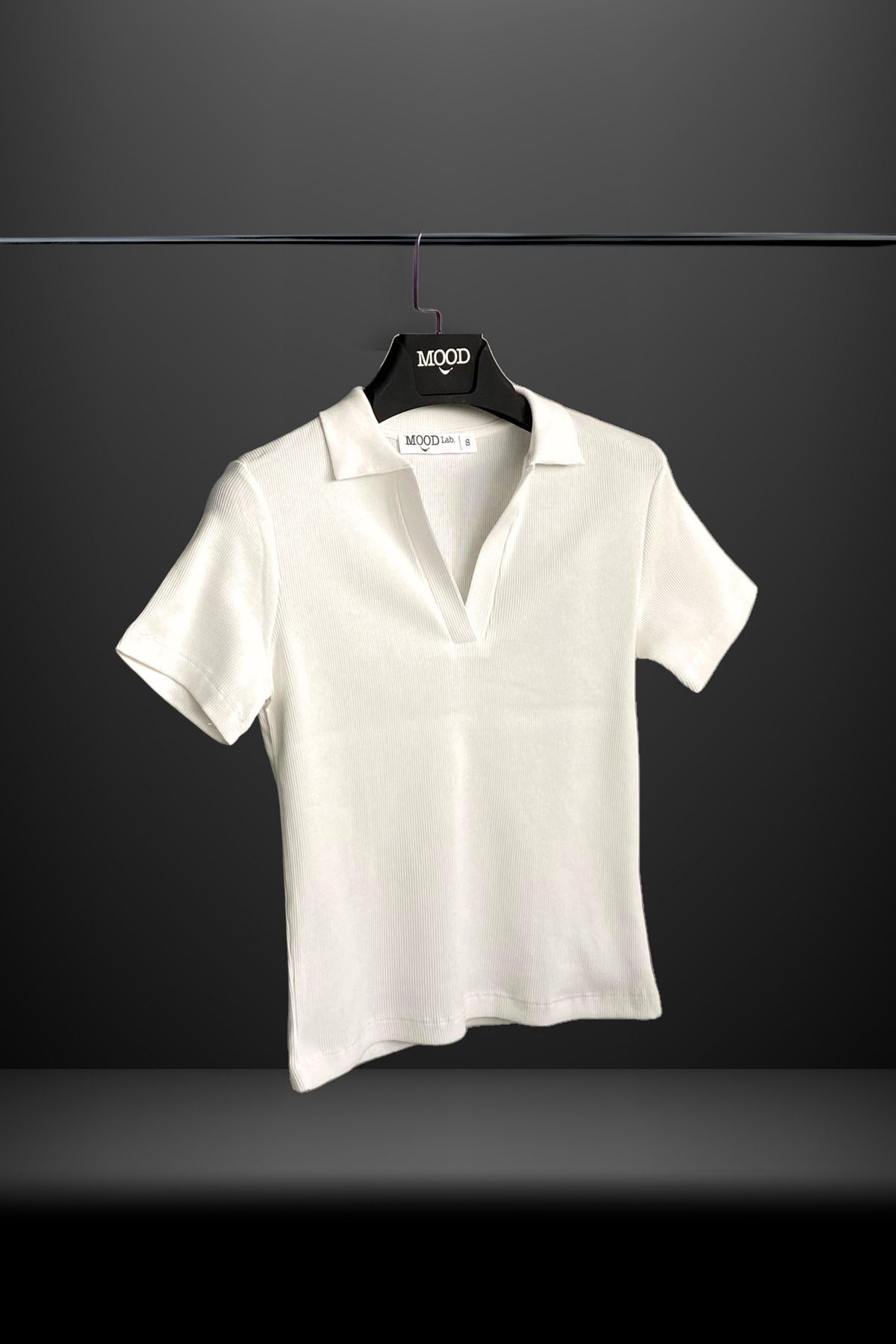 Kadın Polo Yaka Fitilli Kaşkorse Kısa Kollu Tişört