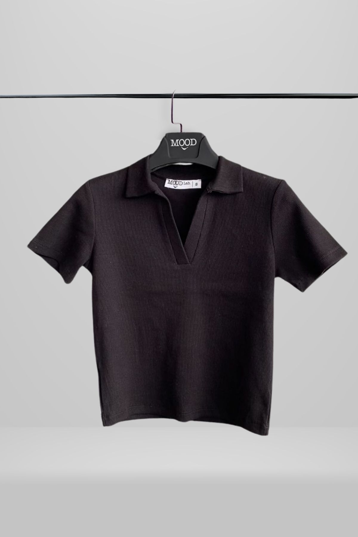 Kadın Polo Yaka Fitilli Kaşkorse Kısa Kollu Tişört