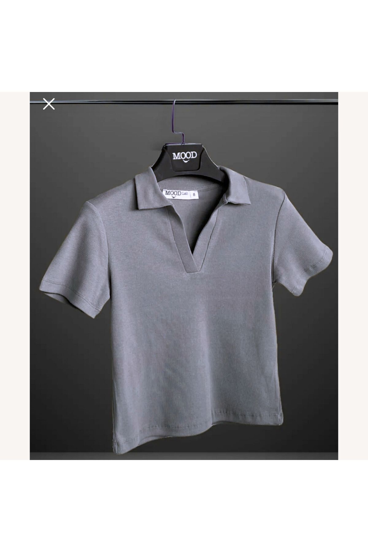 Kadın Polo Yaka Fitilli Kaşkorse Kısa Kollu Tişört